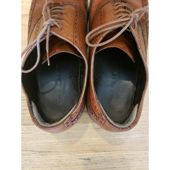 COLE HAAN Men\'s Oxford Shoes Sz 9 Williams Wingtip British Tan Leather